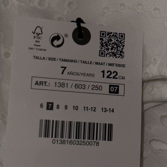 ZARA Kids | White | EMBROIDERED DRESS - Picture 7 of 7